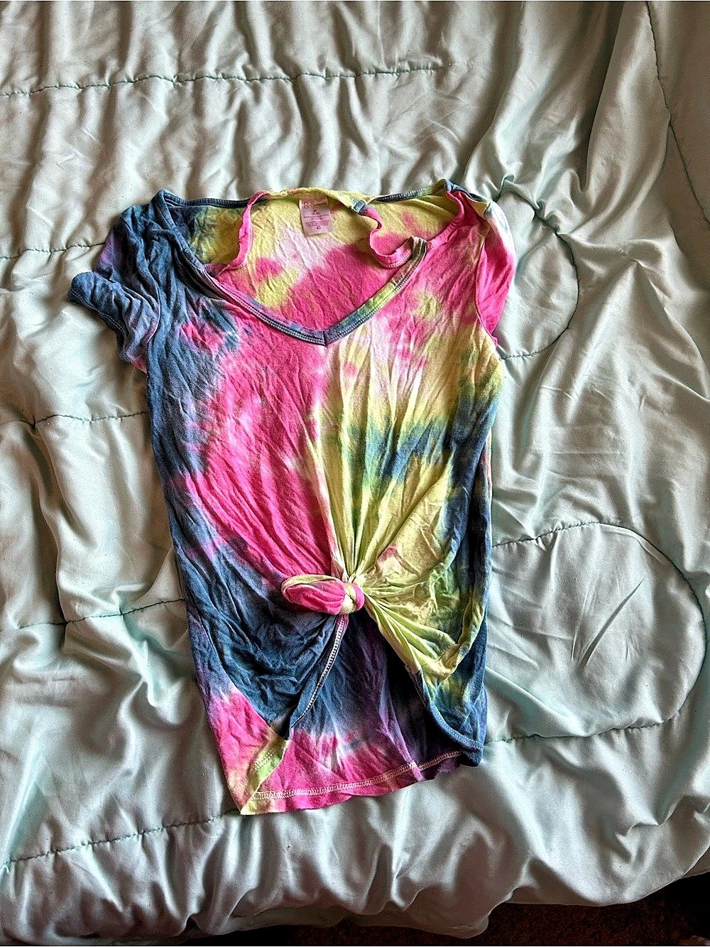 Tie-Dye Short Sleeve Dress in Pink & Blue